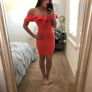 coral tight dress